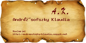 Andrásofszky Klaudia névjegykártya